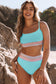 Rose Striped Patchwork Spaghetti Strap High Waist Bikini Set