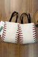 White Baseball Print Canvas Tote Bag