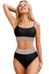 Rose Striped Patchwork Spaghetti Strap High Waist Bikini Set