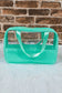 Mint Green TRAVEL Chenille Letter Clear PVC Makeup Bag